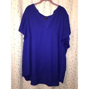 TORRID Size 4 Short Sleeve Georgette Blouse - Blue